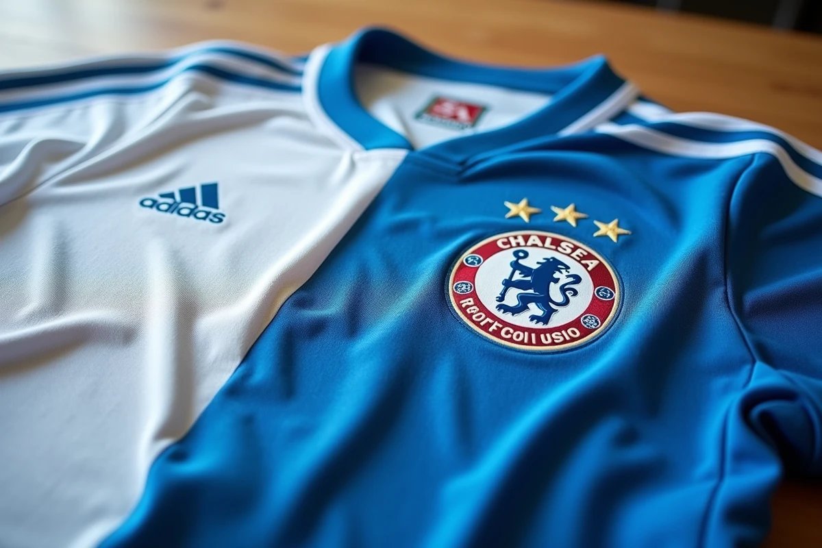 Vue détaillée de la qualité de tissu et des logos entre maillot officiel et réplique Blue Lock