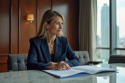 Femme d affaires élégante en réunion dans un bureau haut de gamme