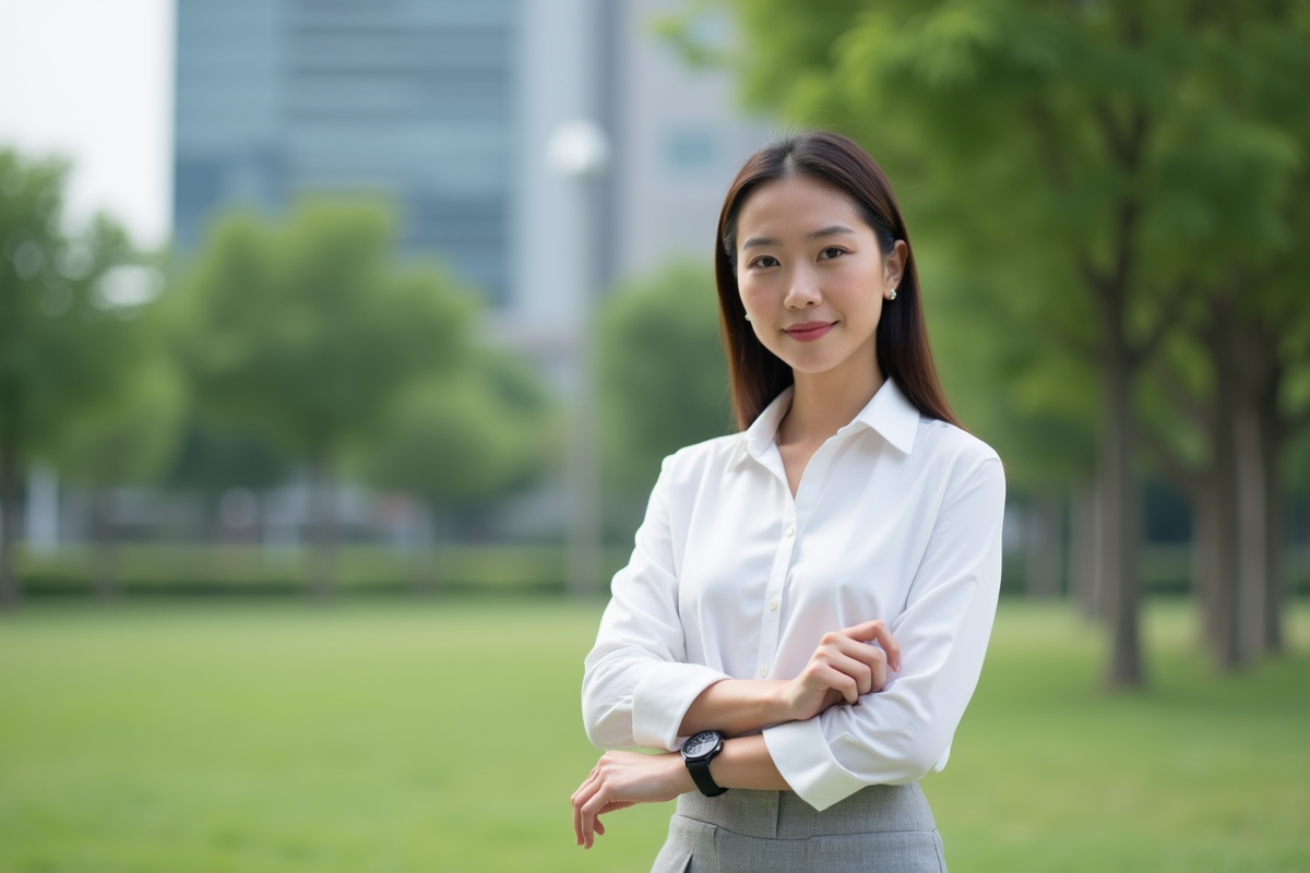 Jeune femme ajustant une montre minimaliste en extérieur