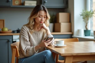 Jeune femme utilisant une application shopping sur smartphone