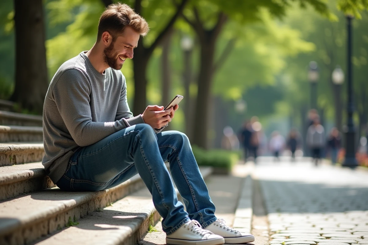 Homme assis sur les marches d